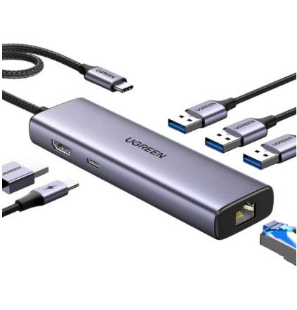 UGREEN CM512 REVODOK 6 EN 1 | USB-C / HDMI 4K /RJ45 GIGABIT PD100W