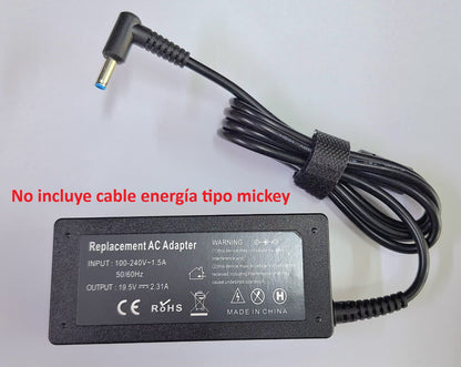 CARGADOR HOMOLOGADO HP COMPAQ 45W / 19.5V / 2.31A / 3.0 X 4.5 MM PUNTA AZUL