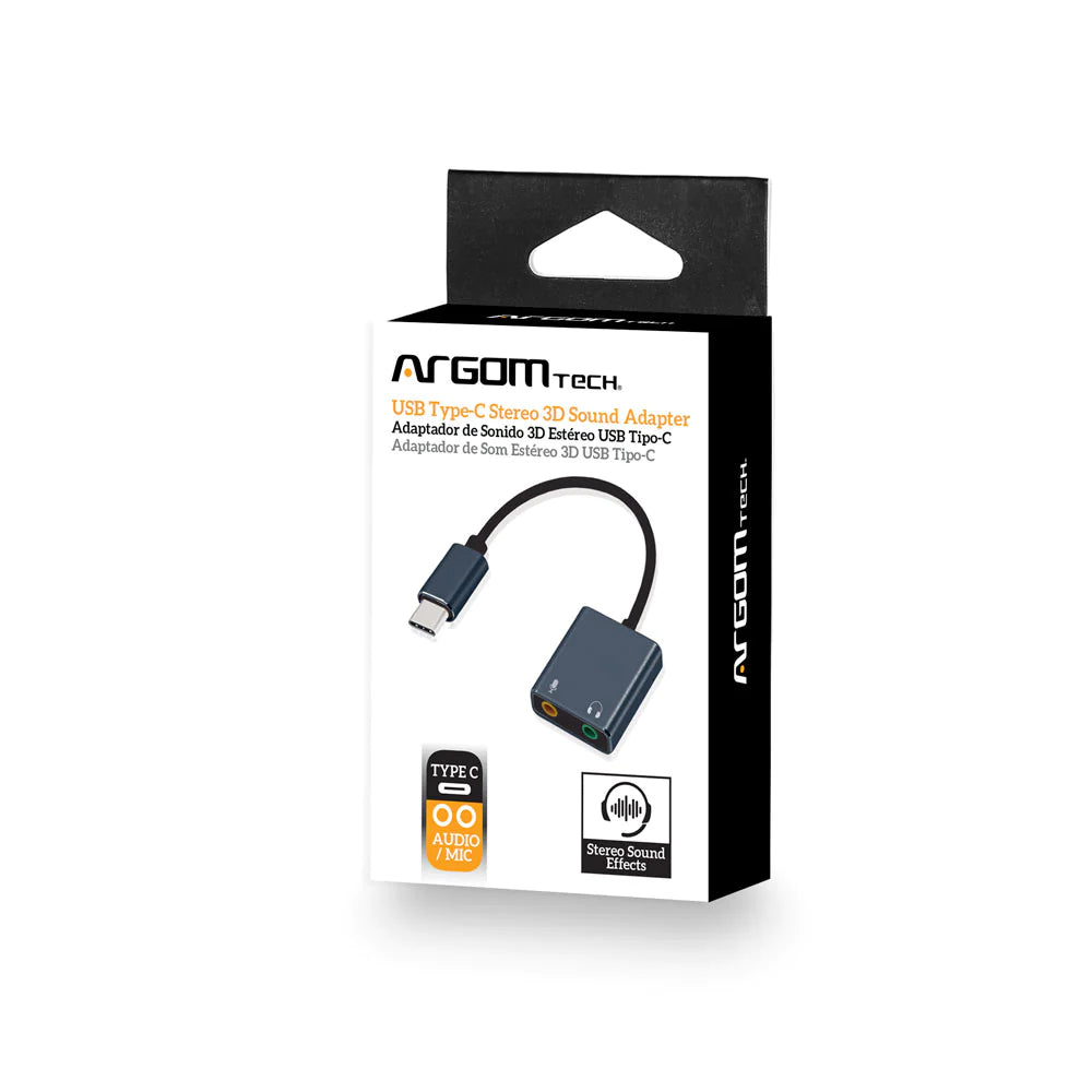 ADAPTADOR AUDIO SONIDO ARGOM  TIPO-C A STEREO OUTPUT Y MONO MICROFONO ARG-CB-0066