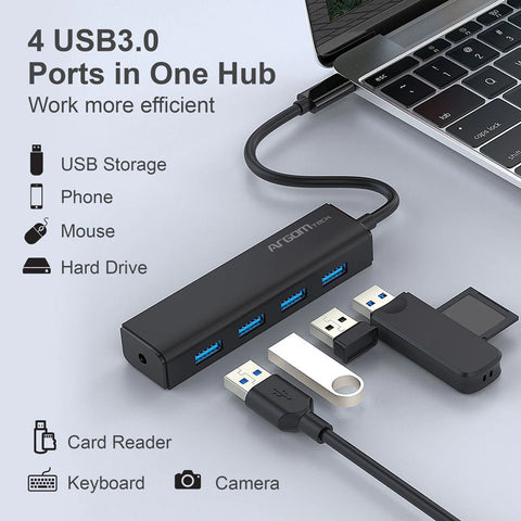 HUB ARGOM 4 PUERTOS TYPE-C A USB 3.0 5GBPS W/60 - ARG-UB-0090
