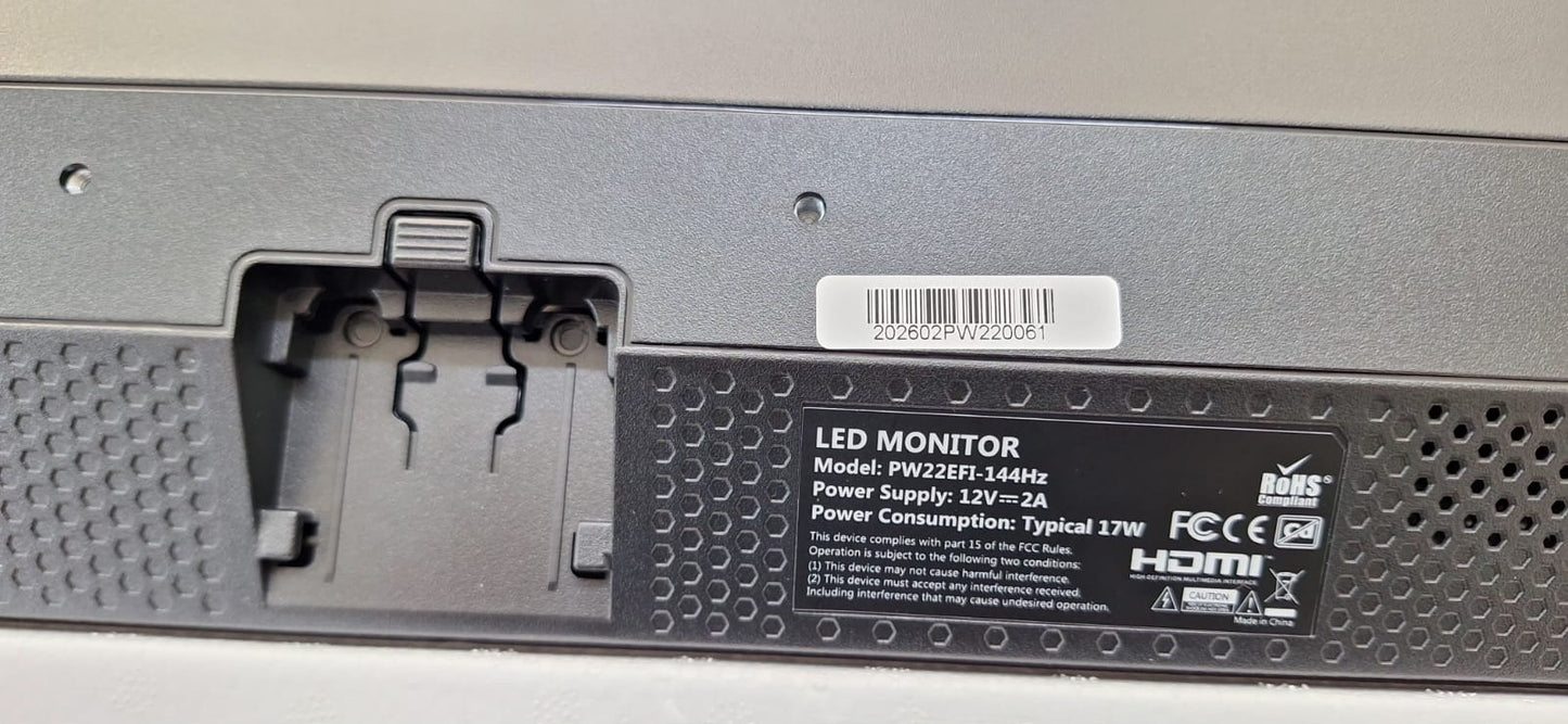 MONITOR  NOVA PW22EFI | 22" | FHD 1920 X 1080 | 144HZ | HDMI Y DISPLAY PORT