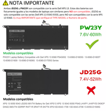 BATERIA DELL XPS 3540 13 9343 XPS 13 9360 PW23Y | HOMOLOGADA
