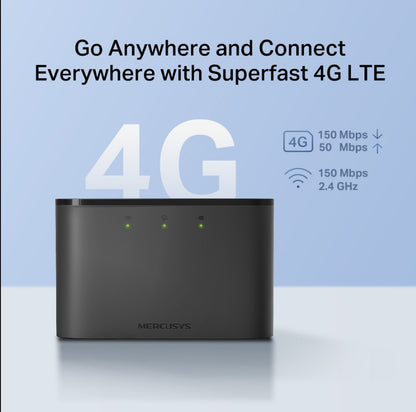 ROUTER PORTÁTIL MERCUSYS MT110| 4G 2.4GHZ | 150MBPS | 10 USUARIOS