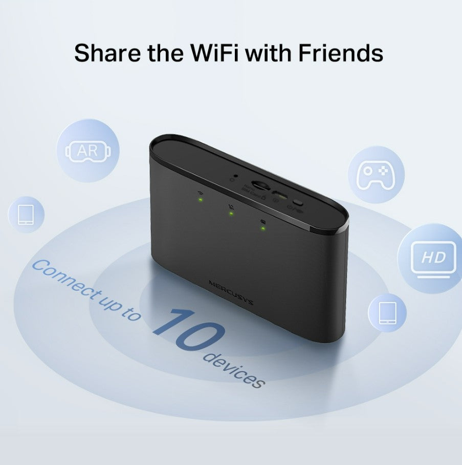 ROUTER PORTÁTIL MERCUSYS MT110| 4G 2.4GHZ | 150MBPS | 10 USUARIOS