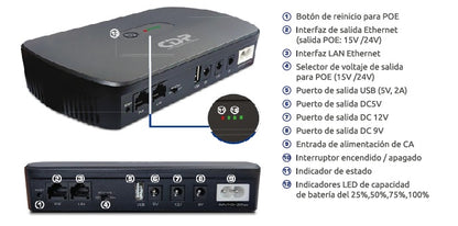 MINI UPS CDP 10KMAH | 12V / USB 5V | (ROUTERS, MODEMS, AUDIO, CAMARAS IP Y MAS)
