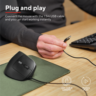 MOUSE TRUST BAYO II | ERGONOMICO (CON CABLE) | 25144