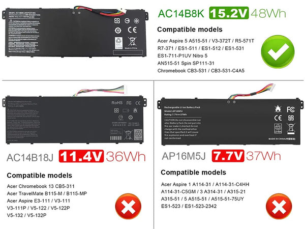 BATERIA ACER CHROMEBOOK CB5-311 CB3-531 CB5-571 V3-371 AC14B8K