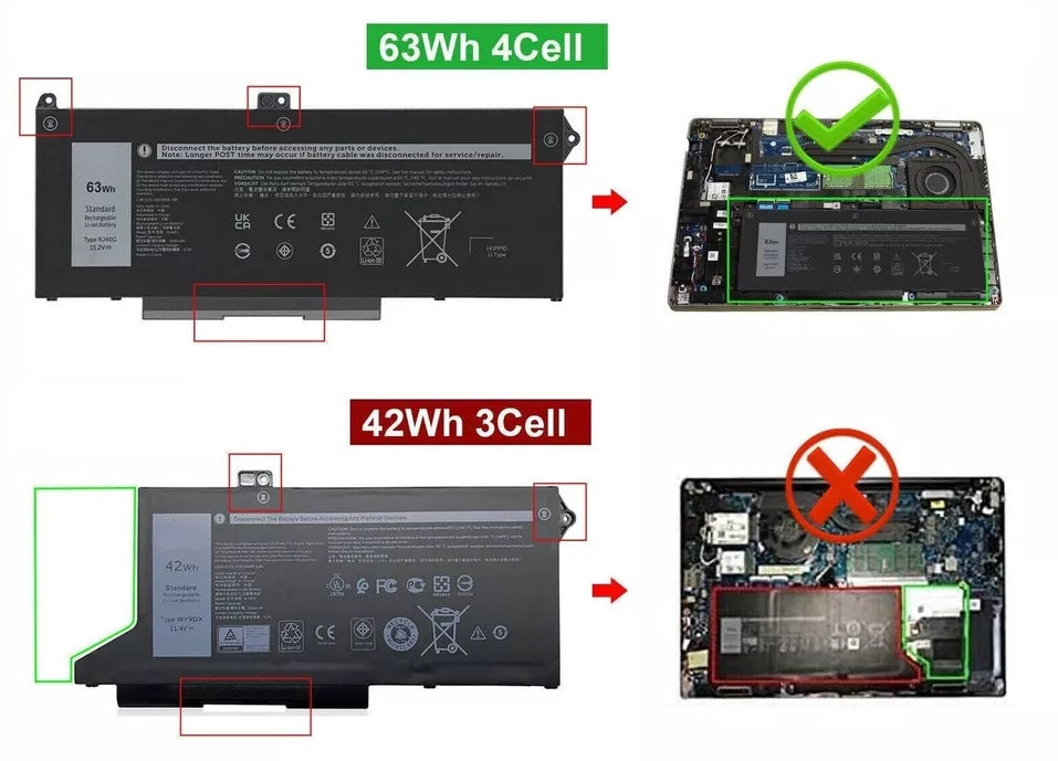 K KYUER 42Wh WY9DX Laptop Batterie Pour Dell Latitude 14 5420 15 5520 Precision 3560 Mobile Workstation P137G P104F P137G001 P104F001 P104F002 RJ40G M3KCN 75X16 WK3F1 05R42 1K2CF Notebook Battery