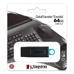 FLASH DRIVE USB 64GB 3.2 KINGSTON GEN 1 EXODIA BLACK/TEAL DTX/64GB