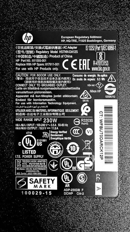 CARGADOR HP ORIGINAL 230W | 19.5V | 11.8A | 7.4MM PUNTA GRUESA | USADO