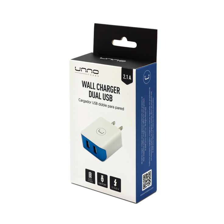 CARGADOR DE PARED USB 2 SALIDAS DE 2.1A UNO PW5052WT