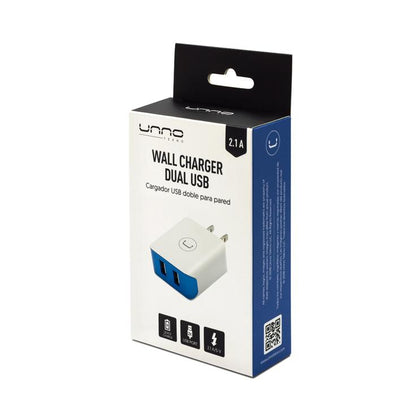 CARGADOR DE PARED USB 2 SALIDAS DE 2.1A UNO PW5052WT