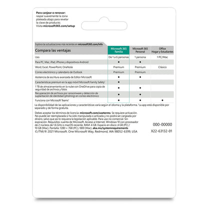 Microsoft 365 Familia Suscripción Anual 6 Usuarios  - Licencia Descargable