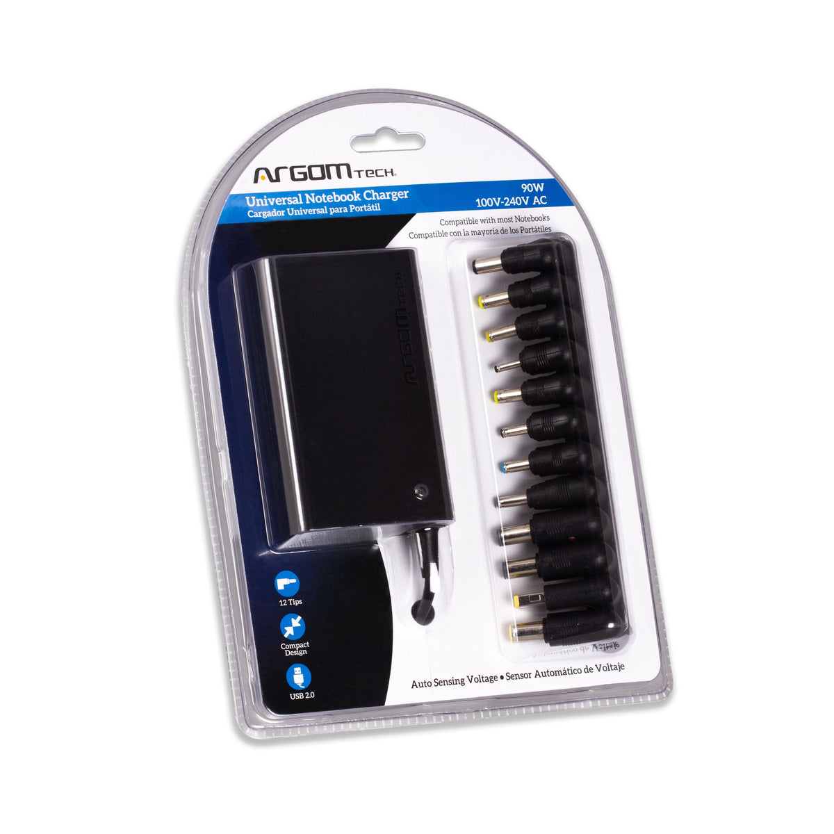 CARGADOR DE PORTÁTIL UNIVERSAL COMPACTO DE 90 W - DETECCIÓN AUTOMÁTICA ARG-AC-0095