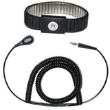 PULSERA ANTIESTATICA METALICA DE 6" NEGRA AJUSTABLE CON BANANA Y RESISTENCIA