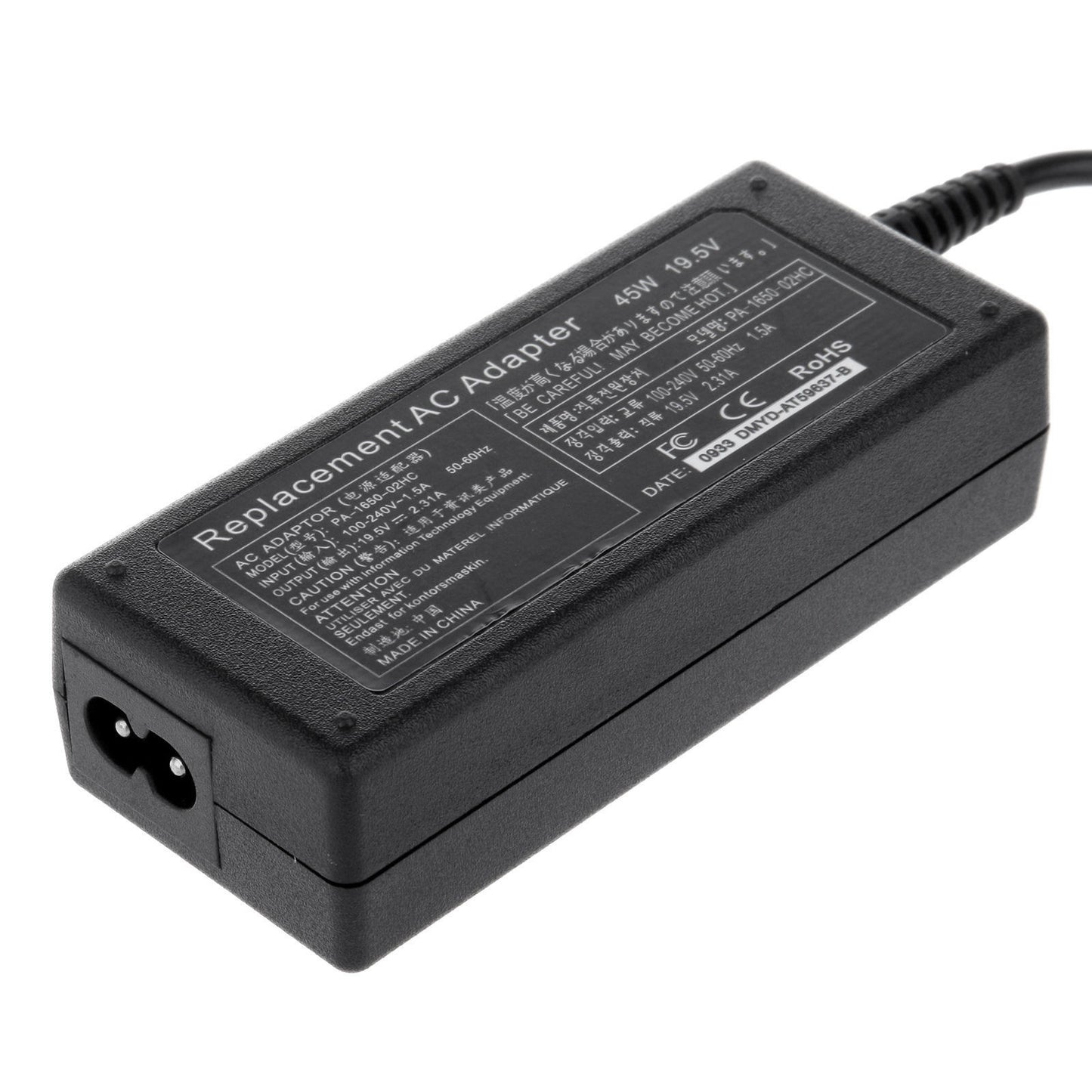 CARGADOR DELL GENERICO 45W / 19.5V / 2.31A / 3.0 X 4.5 MM PIN CENTRAL PUNTA NEGRA Y CORTA