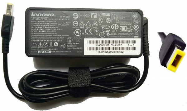 CARGADOR ORIGINAL IBM LENOVO 65W / 20V / 3.25A / CONECTOR RECTANGULAR PUNTA AMARILLA