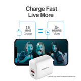 CARGADOR DE PARED CARGA RAPIDA ARGOM USB Y TIPO-C ARG-AC-0115W