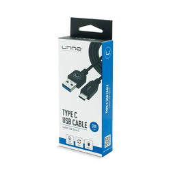 CABLE UNNO TEKNO TYPE C USB 3.0 1.5M/5FT CB4054BK