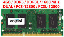 MEMORIA RAM CRUCIAL 4GB DDR3 | DDR3L SODIMM 1600MHz CL11 PC3-12800 | PC3L-12800