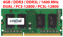 MEMORIA RAM CRUCIAL 8GB DDR3 | DDR3L SODIMM 1600MHz CL11 PC3-12800 | PC3L-12800