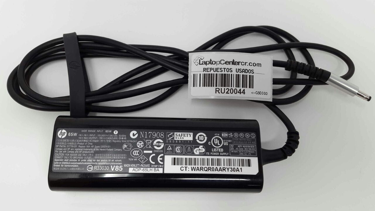 CARGADOR HP COMPAQ ORIGINAL 65W / 19V / 3.42A / 3.0 x 1.7MM ESPIGA ENVY SPECTRE ULTRABOOK 535629-001
