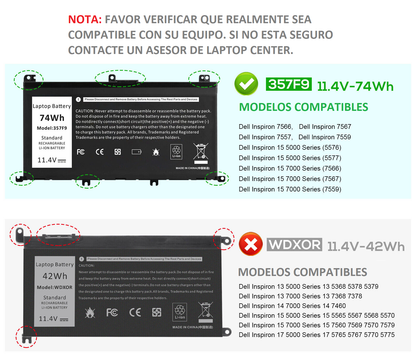 BATERIA DELL INSPIRON 15 5576 5577 7566 7567 7557 7559 71JF4 357F9 3 CELDAS HOMOLOGADA