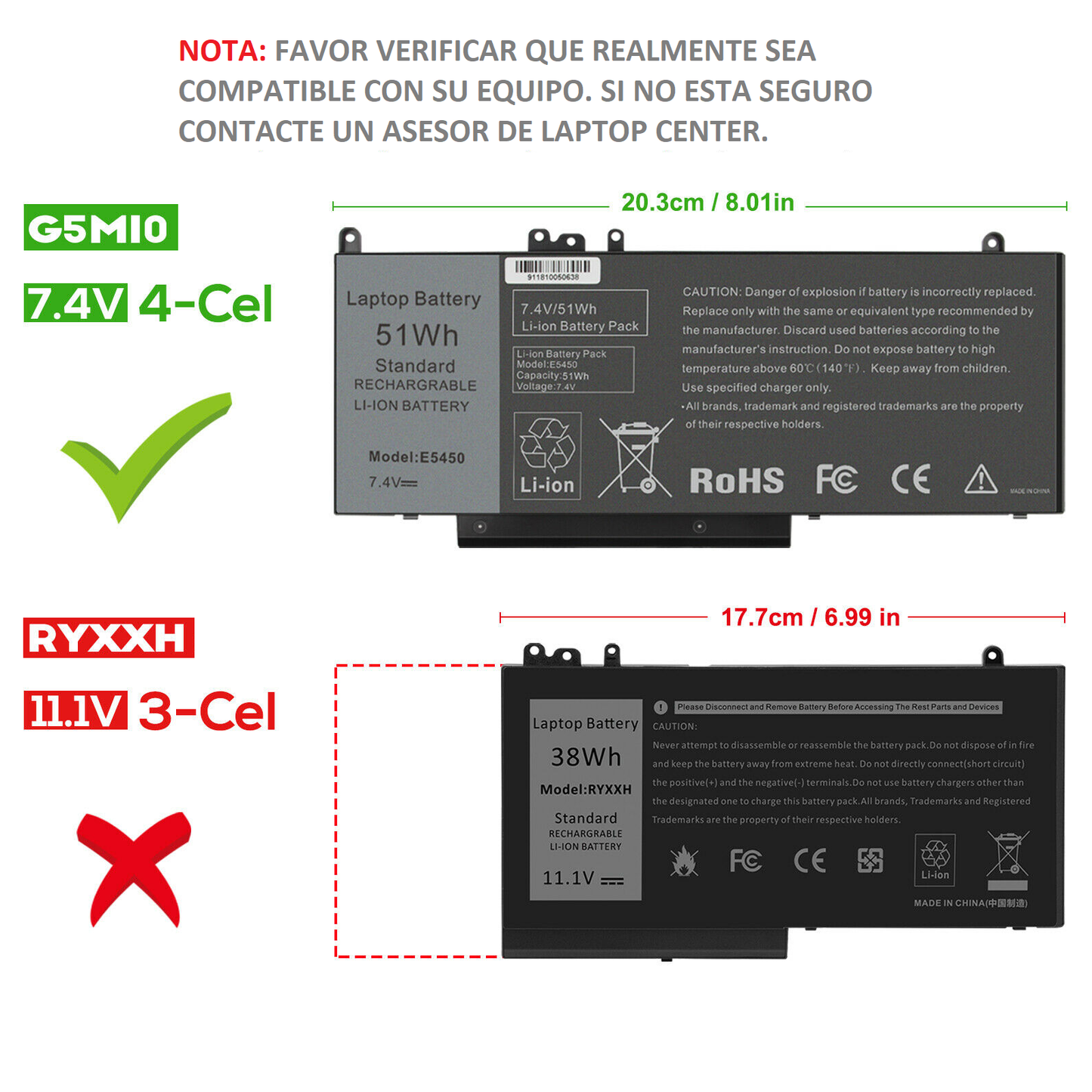 BATERIA DELL LATITUDE E5450 E5550 E5250 G5M10 4 CELDAS HOMOLOGADA