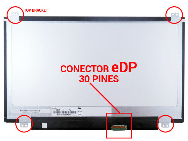 PANTALLA 11.6 LED SLIM TOP BRACKETS CONECTOR EDP 30 PINES ABAJO DERECHA 1366 x 768 P/LAPTOP (SOLO CONTRA PEDIDO. 15 A 22 DÍAS HÁBILES)