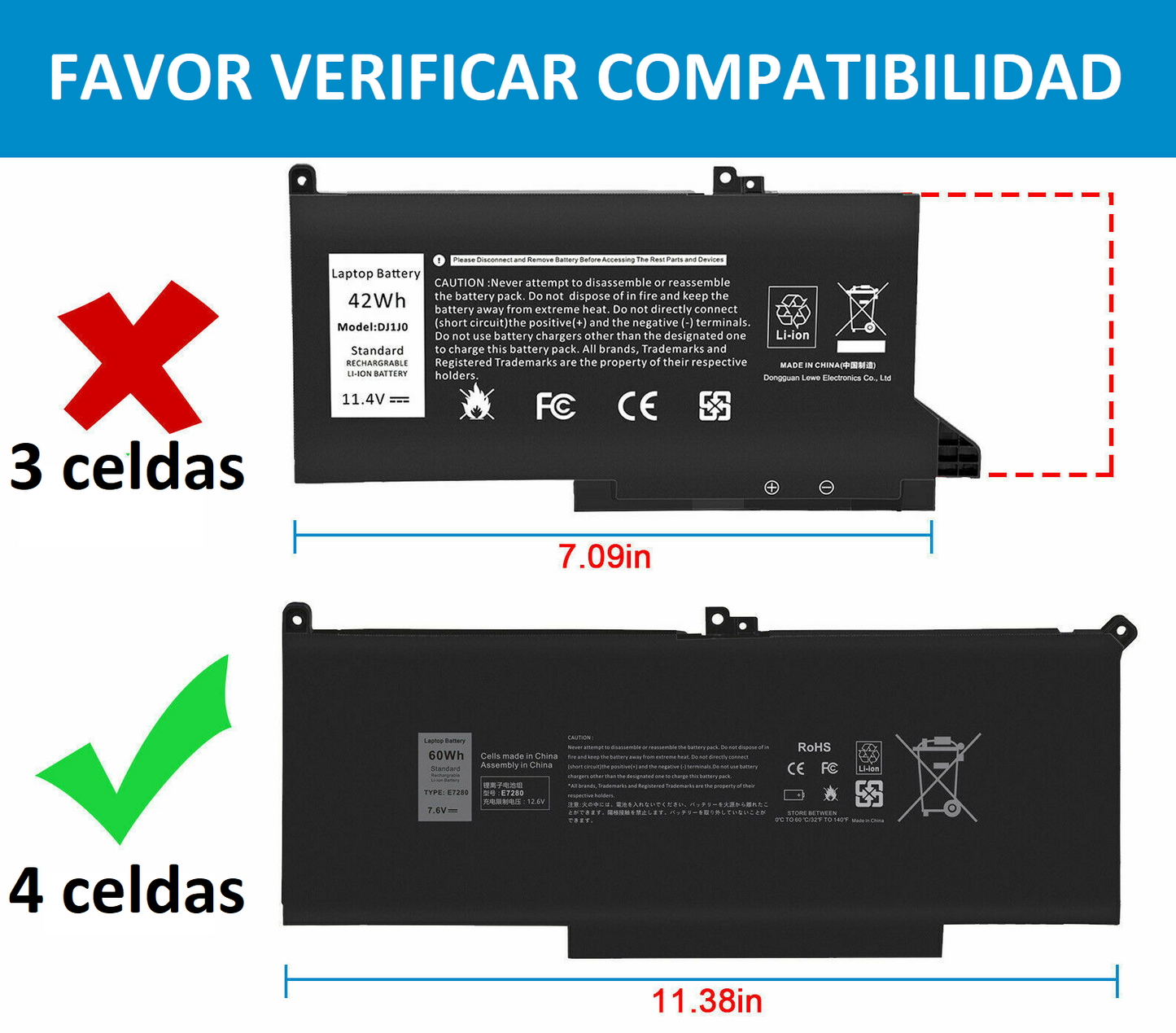 BATERIA DELL LATITUDE E7280 E7380 | F3YGT | HOMOLOGADA | F3YGT